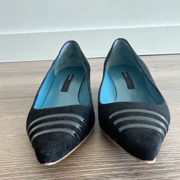 MARC JACOBS Black Suede & Leather Kitten Heel Pointed Toe Size 6 - Picture 4 of 16